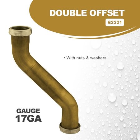 Everflow Double Offset for Tubular Drain Applications, 17GA Brass 1-1/4"x12" 62221
